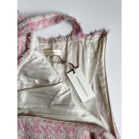 LoveShackFancy Mini Dress Women’s Size 6 “Josalie” Wool Houndstooth Pink New - Picture 9 of 10